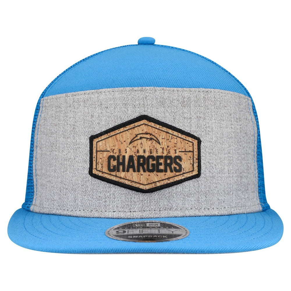 Los Angeles Chargers New Era Cork Split Panel 9FIFTY Trucker Snapback Hat Gray/Powder Blue - NFL