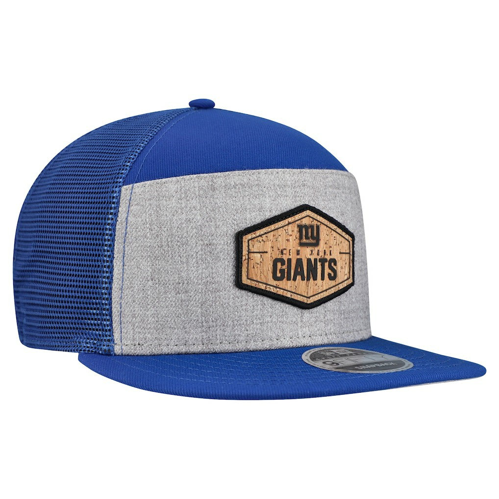 New York Giants New Era Cork Split Panel 9FIFTY Trucker Snapback Hat Gray/Royal - NFL