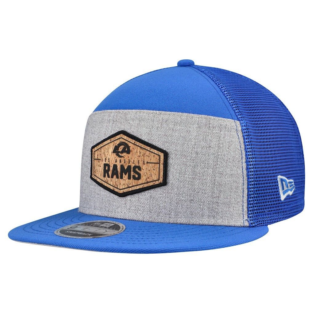 Los Angeles Rams New Era Cork Split Panel 9FIFTY Trucker Snapback Hat Gray/Royal - NFL