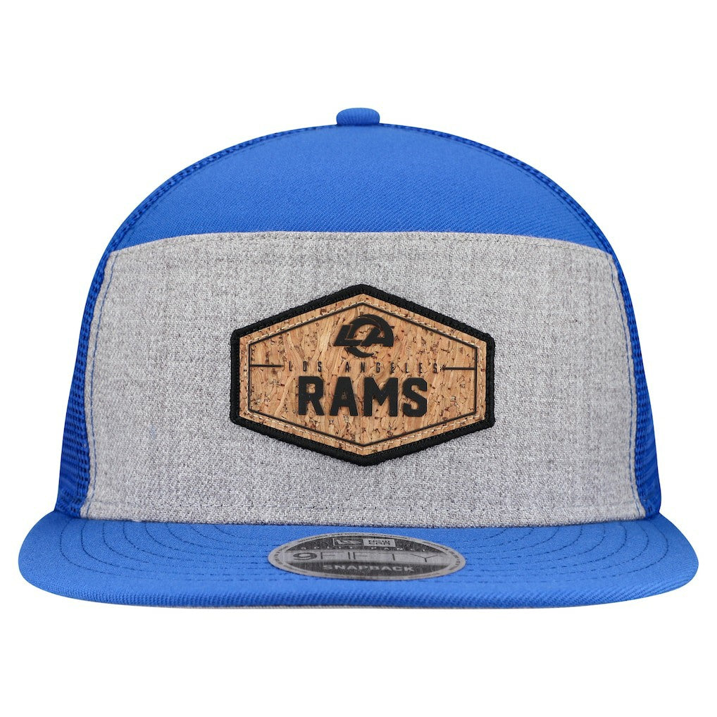 Los Angeles Rams New Era Cork Split Panel 9FIFTY Trucker Snapback Hat Gray/Royal - NFL