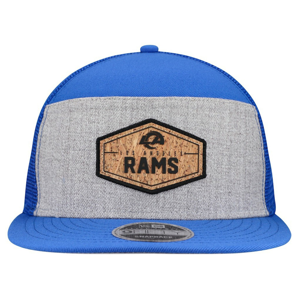 Los Angeles Rams New Era Cork Split Panel 9FIFTY Trucker Snapback Hat Gray/Royal - NFL