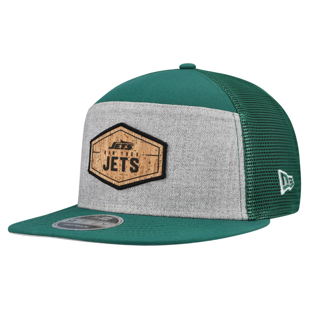 New York Jets New Era Cork Split Panel 9FIFTY Trucker Snapback Hat Gray/Green - NFL