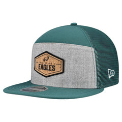 Philadelphia Eagles New Era Cork Split Panel 9FIFTY Trucker Snapback Hat Gray/Midnight Green - NFL