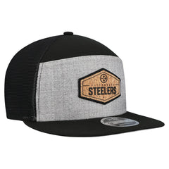 Pittsburgh Steelers New Era Cork Split Panel 9FIFTY Trucker Snapback Hat Gray/Black - NFL