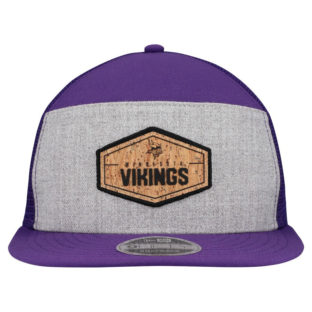 Minnesota Vikings New Era Cork Split Panel 9FIFTY Trucker Snapback Hat Gray/Purple - NFL