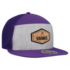 Minnesota Vikings New Era Cork Split Panel 9FIFTY Trucker Snapback Hat Gray/Purple - NFL
