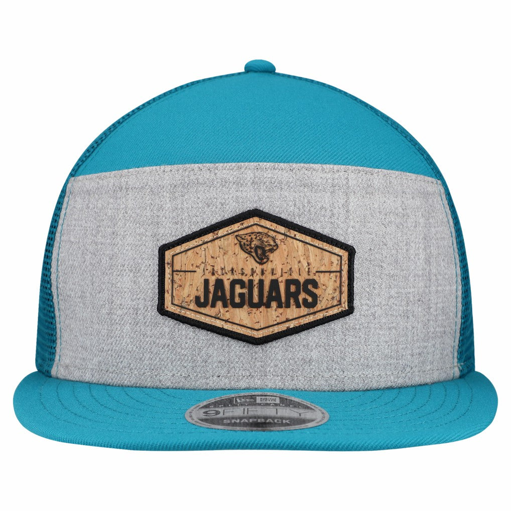 Jacksonville Jaguars New Era Cork Split Panel 9FIFTY Trucker Snapback Hat Gray/Teal - NFL