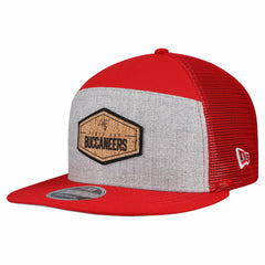Tampa Bay Buccaneers New Era Cork Split Panel 9FIFTY Trucker Snapback Hat Gray/Red - NFL