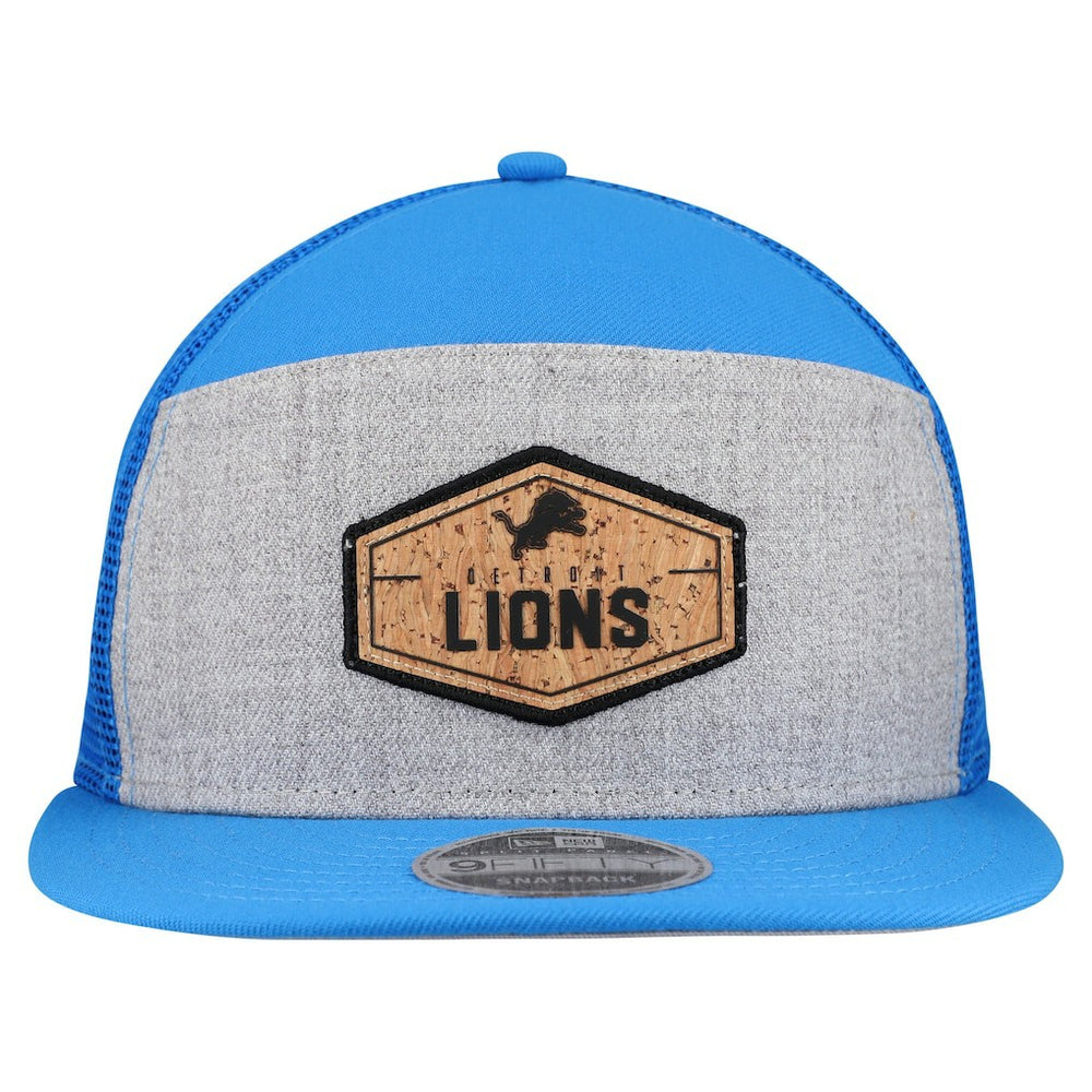 Detroit Lions New Era Cork Split Panel 9FIFTY Trucker Snapback Hat Gray/Blue - NFL