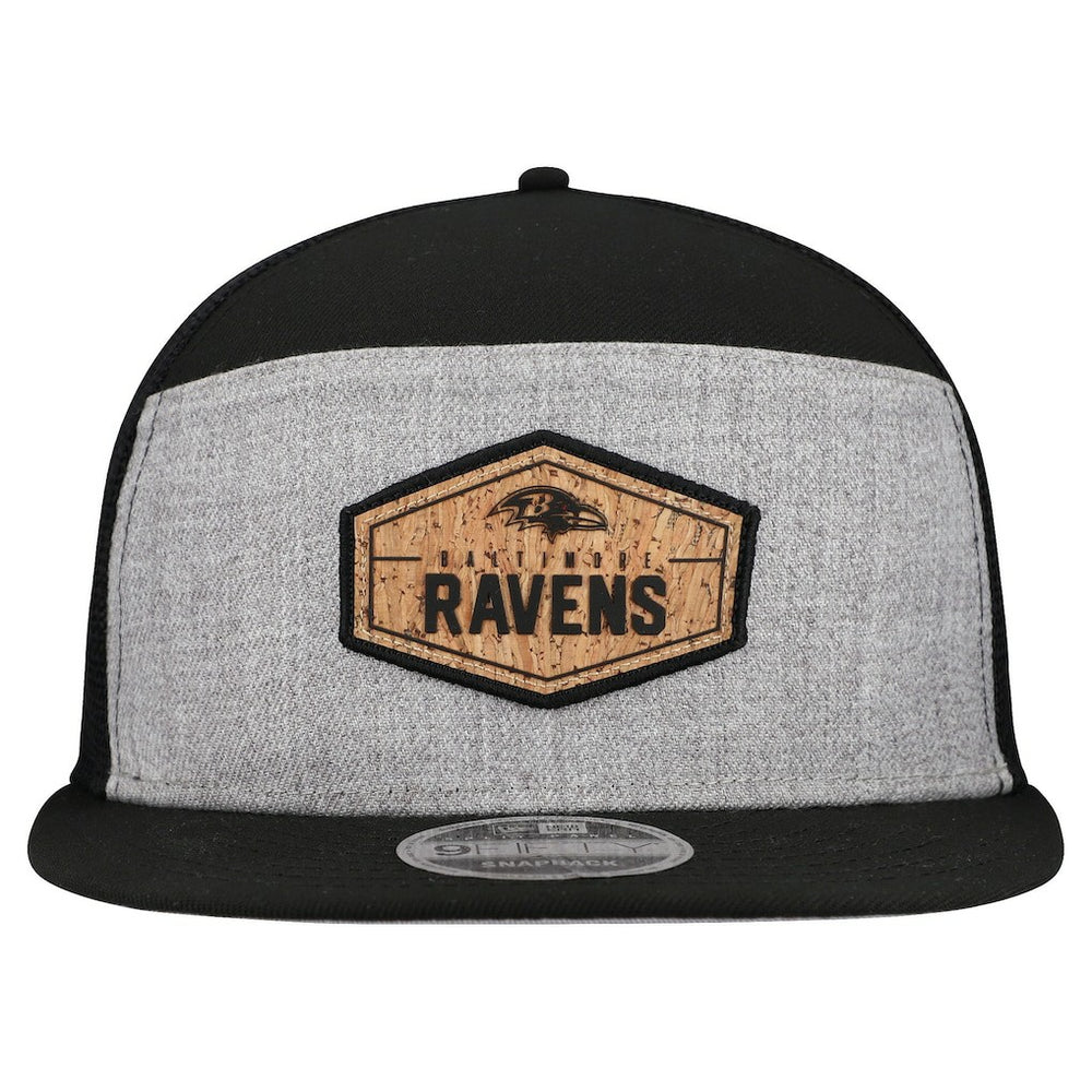 Baltimore Ravens New Era Cork Split Panel 9FIFTY Trucker Snapback Hat Gray/Black - NFL