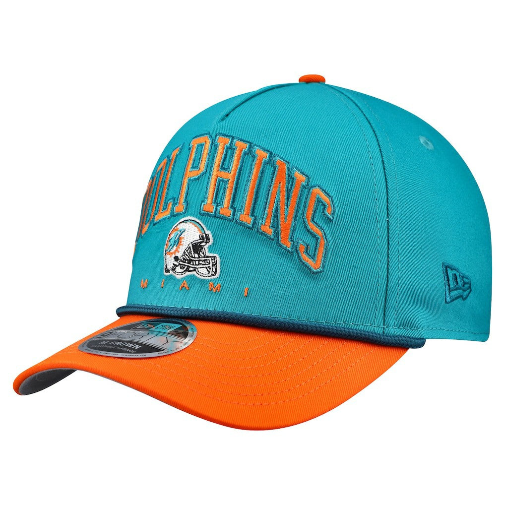 Miami Dolphins New Era Arch COOLERA 9FORTY A-Frame M-Crown Adjustable Hat Aqua - NFL