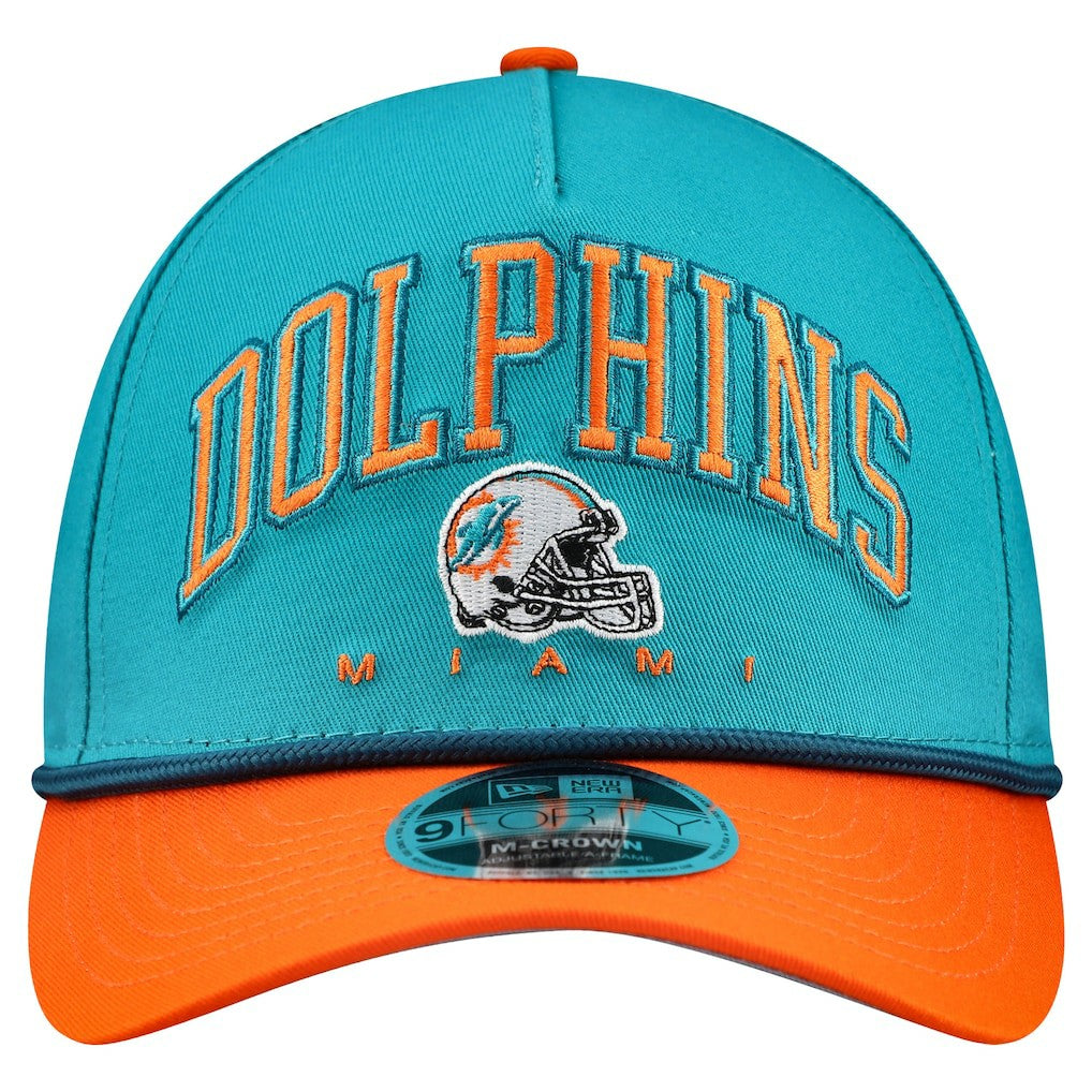 Miami Dolphins New Era Arch COOLERA 9FORTY A-Frame M-Crown Adjustable Hat Aqua - NFL