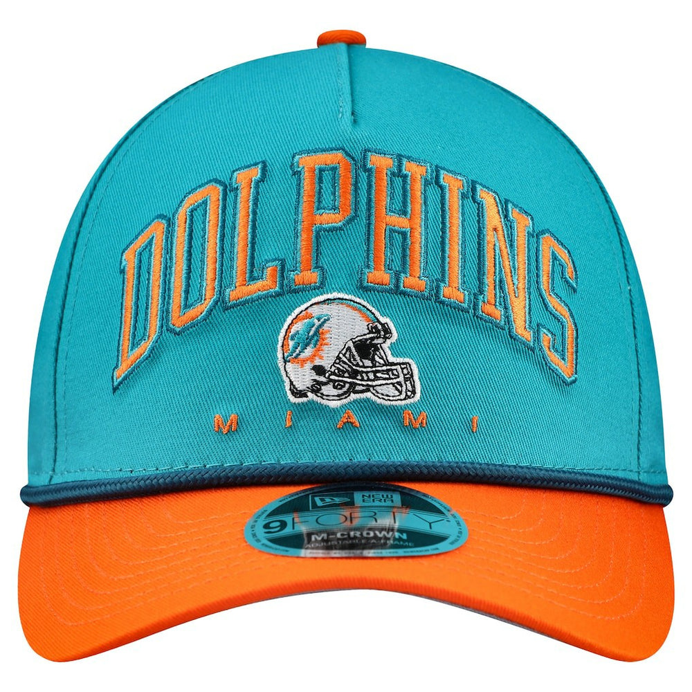 Miami Dolphins New Era Arch COOLERA 9FORTY A-Frame M-Crown Adjustable Hat Aqua - NFL
