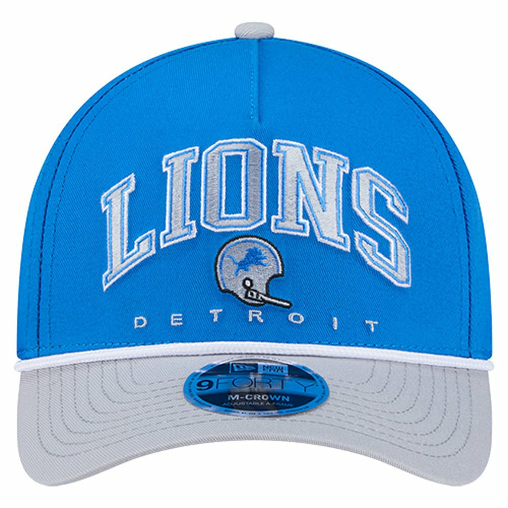 Detroit Lions New Era Throwback Arch COOLERA 9FORTY A-Frame M-Crown Adjustable Hat Blue - NFL