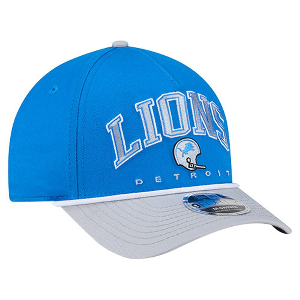 Detroit Lions New Era Throwback Arch COOLERA 9FORTY A-Frame M-Crown Adjustable Hat Blue - NFL