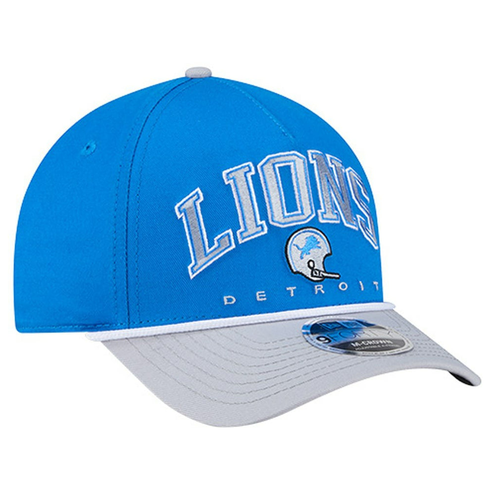 Detroit Lions New Era Throwback Arch COOLERA 9FORTY A-Frame M-Crown Adjustable Hat Blue - NFL