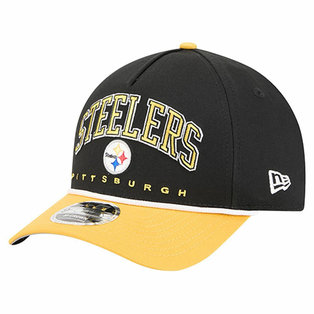 Pittsburgh Steelers New Era Arch COOLERA 9FORTY A-Frame M-Crown Adjustable Hat Black - NFL