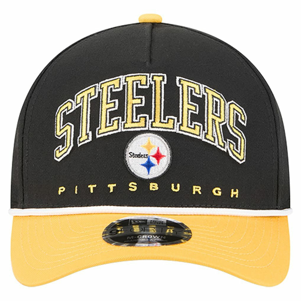 Pittsburgh Steelers New Era Arch COOLERA 9FORTY A-Frame M-Crown Adjustable Hat Black - NFL
