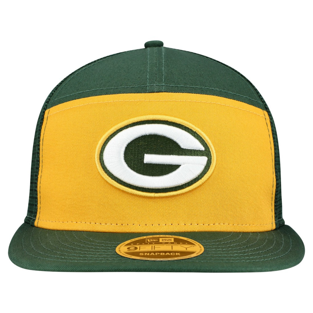 Green Bay Packers New Era Outdoor Split Panel 9FIFTY Snapback Hat Gold/Green - NFL