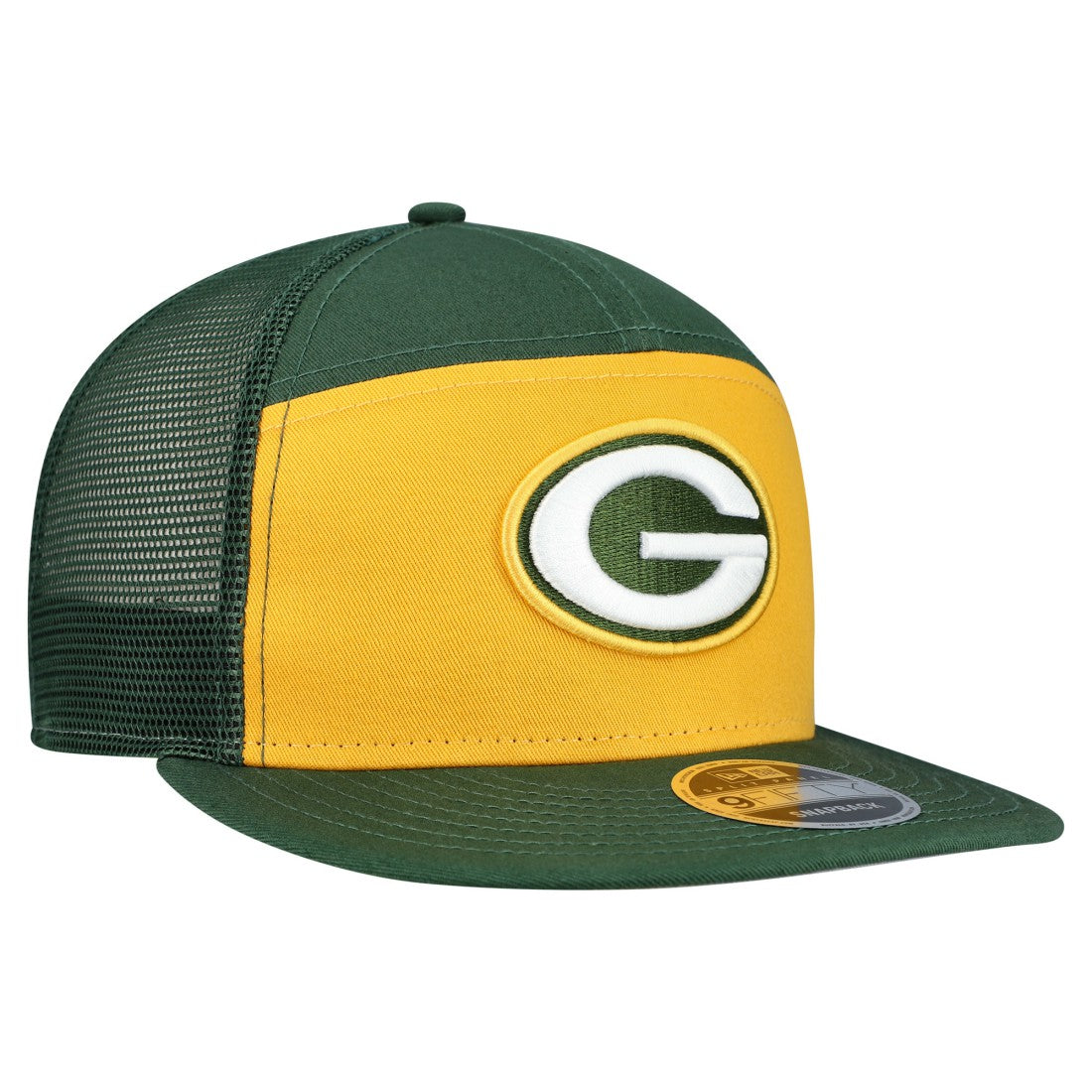 Green Bay Packers New Era Outdoor Split Panel 9FIFTY Snapback Hat Gold/Green - NFL