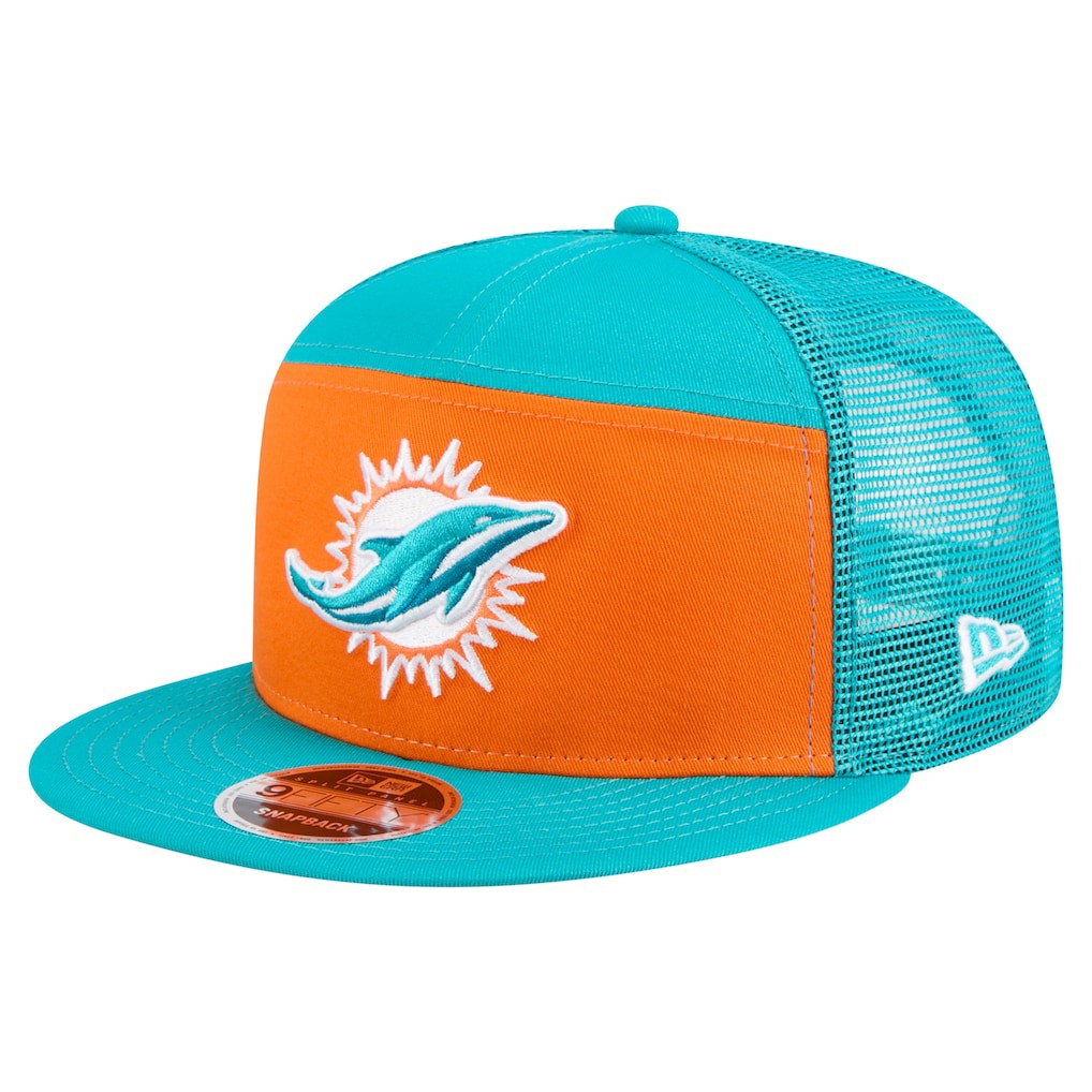 Miami Dolphins New Era Outdoor Split Panel 9FIFTY Snapback Hat Orange/Aqua - NFL