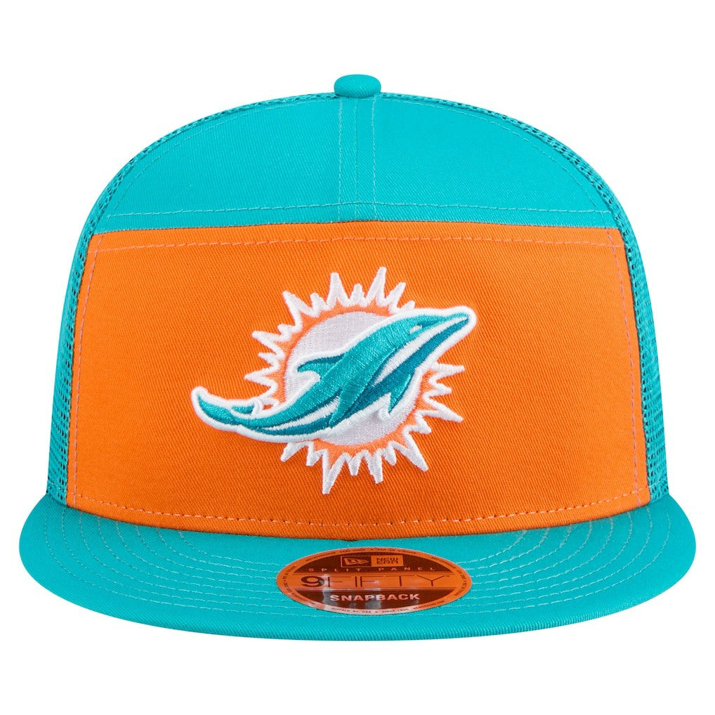 Miami Dolphins New Era Outdoor Split Panel 9FIFTY Snapback Hat Orange/Aqua - NFL