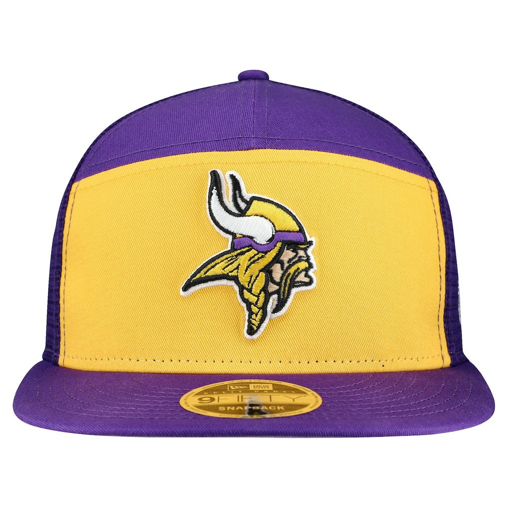 Minnesota Vikings New Era Outdoor Split Panel 9FIFTY Snapback Hat Gold/Purple - NFL