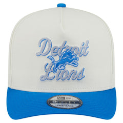 Detroit Lions New Era Chainstitch A-Frame 9FIFTY Adjustable Hat Cream/Blue - NFL