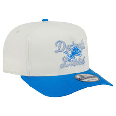 Detroit Lions New Era Chainstitch A-Frame 9FIFTY Adjustable Hat Cream/Blue - NFL