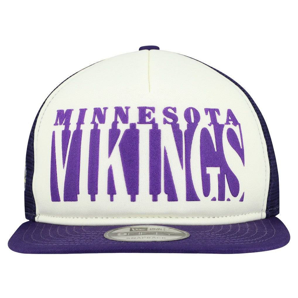 Minnesota Vikings New Era Cutout A-Frame 9FIFTY Snapback Hat Cream/Purple - NFL