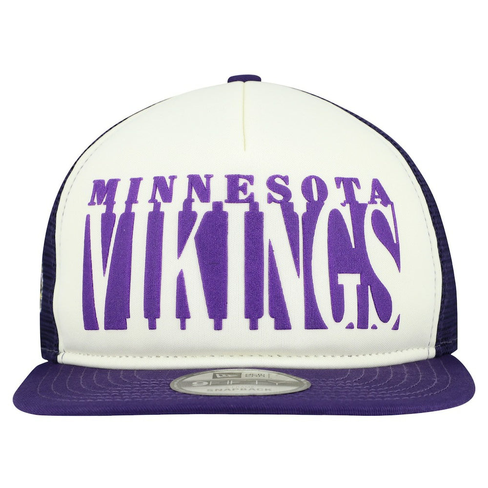 Minnesota Vikings New Era Cutout A-Frame 9FIFTY Snapback Hat Cream/Purple - NFL