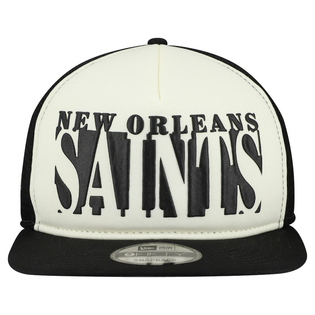 New Orleans Saints New Era Cutout A-Frame 9FIFTY Snapback Hat Cream/Black - NFL