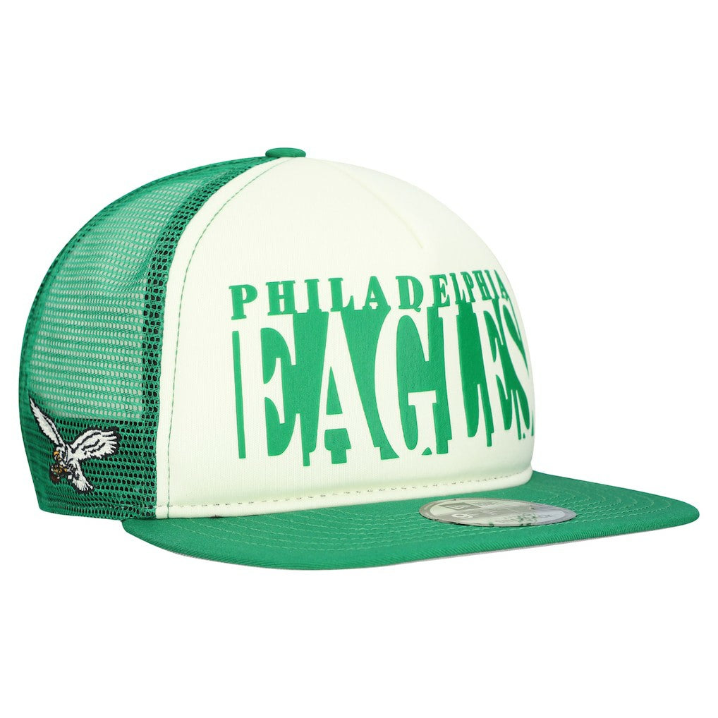 Philadelphia Eagles New Era Throwback Cutout A-Frame 9FIFTY Snapback Hat Cream/Kelly Green - NFL