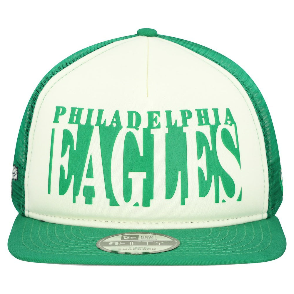 Philadelphia Eagles New Era Throwback Cutout A-Frame 9FIFTY Snapback Hat Cream/Kelly Green - NFL