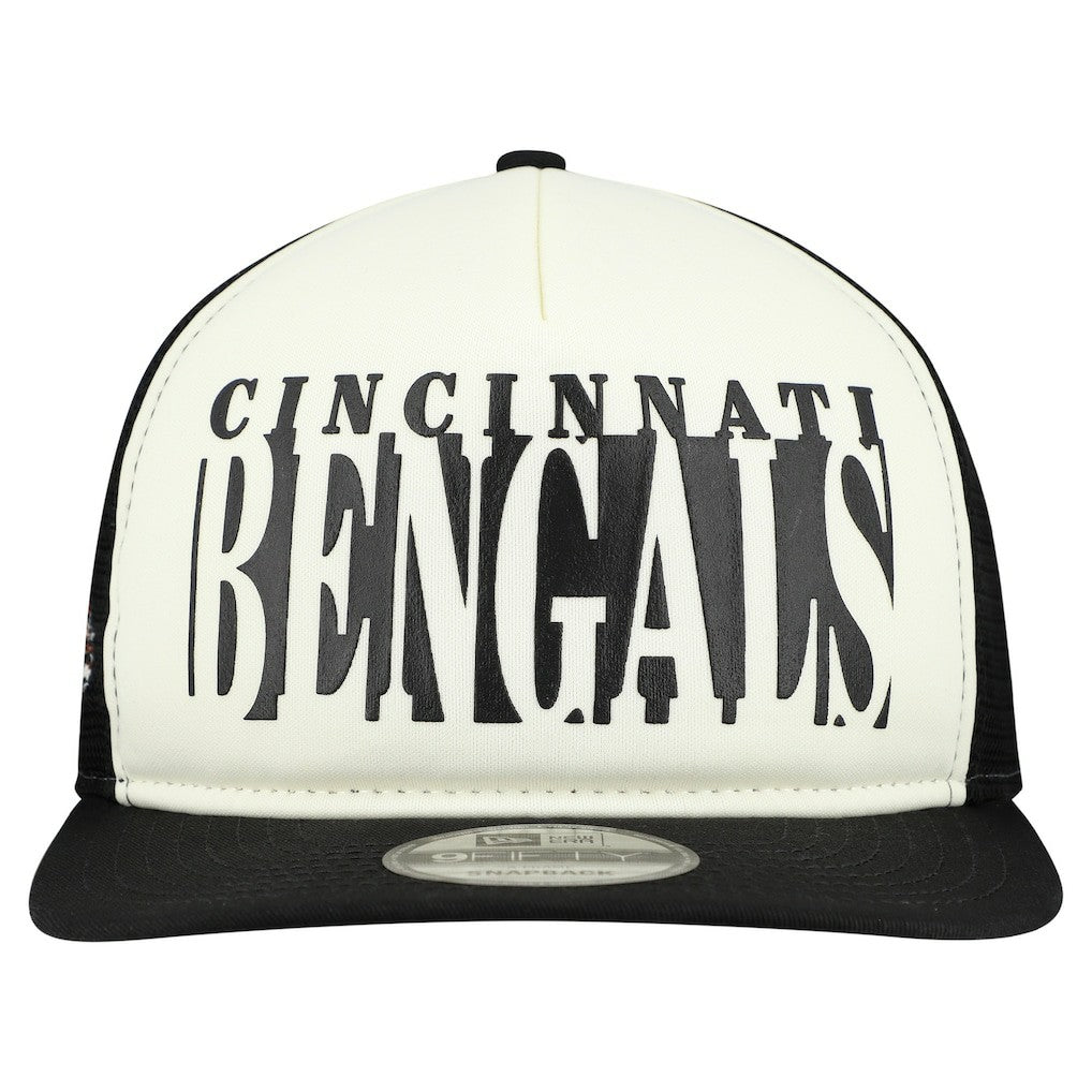 Cincinnati Bengals New Era Throwback Cutout A-Frame 9FIFTY Snapback Hat Cream/Black - NFL