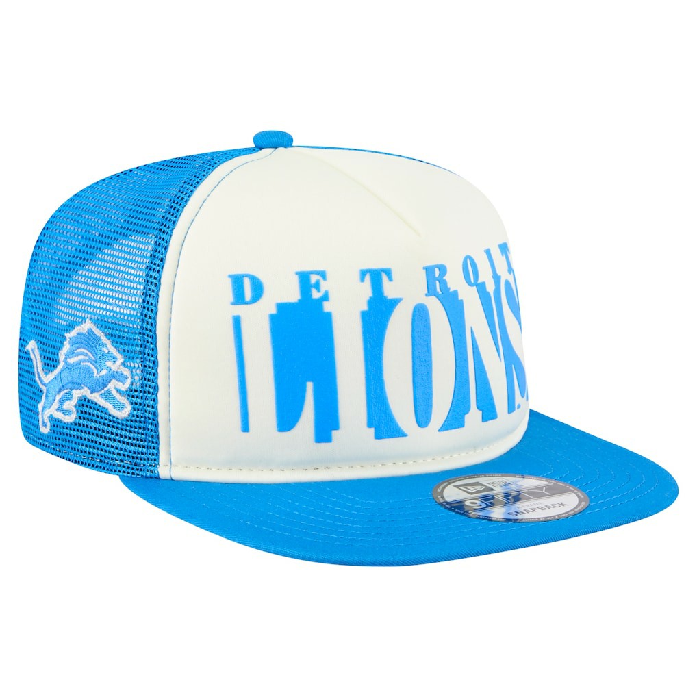 Detroit Lions New Era Cutout A-Frame 9FIFTY Snapback Hat Cream/Blue - NFL