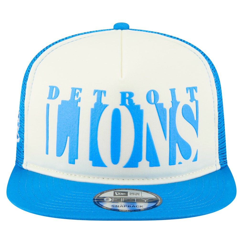 Detroit Lions New Era Cutout A-Frame 9FIFTY Snapback Hat Cream/Blue - NFL