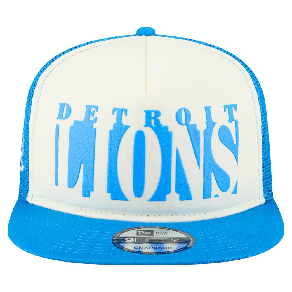 Detroit Lions New Era Cutout A-Frame 9FIFTY Snapback Hat Cream/Blue - NFL