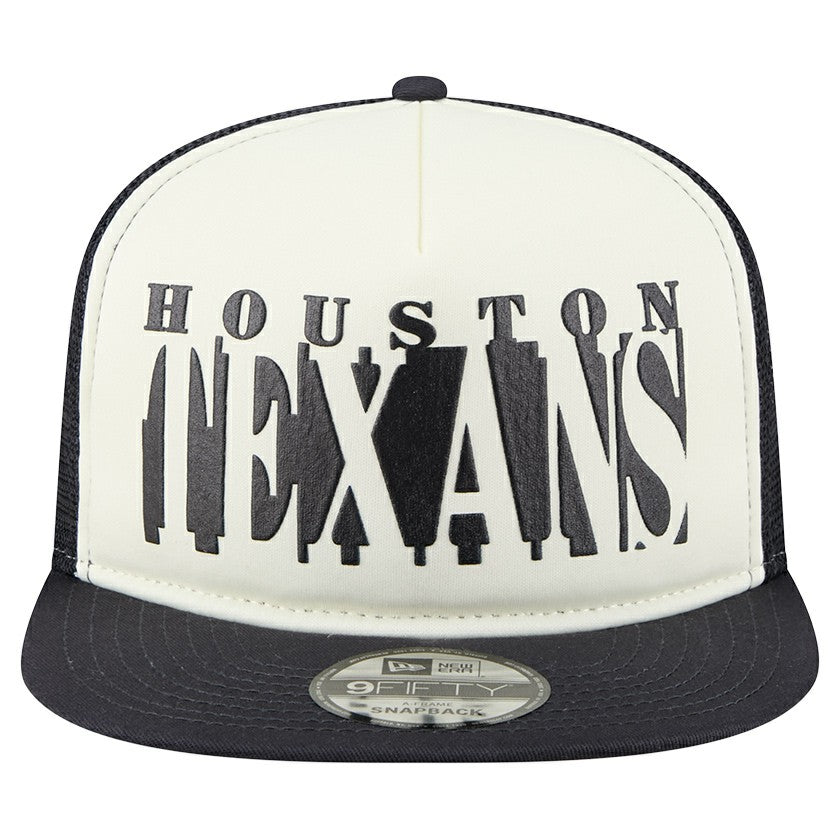 Houston Texans New Era Cutout A-Frame 9FIFTY Snapback Hat Cream/Navy - NFL