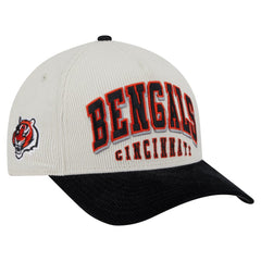 Cincinnati Bengals New Era Head Two-Tone Sided Corduroy 9FORTY A-Frame Adjustable Hat Cream/Black - NFL