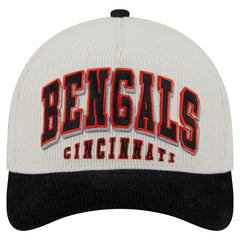 Cincinnati Bengals New Era Head Two-Tone Sided Corduroy 9FORTY A-Frame Adjustable Hat Cream/Black - NFL