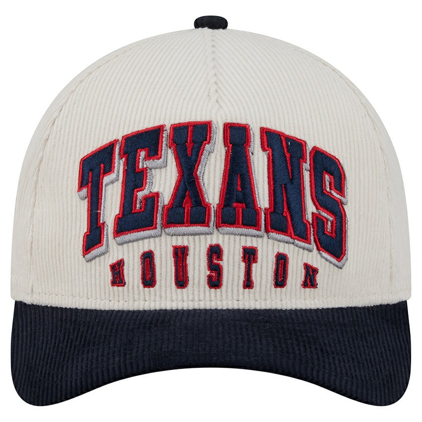 Houston Texans New Era Two-Tone Sided Corduroy 9FORTY A-Frame Adjustable Hat Cream/Navy - NFL