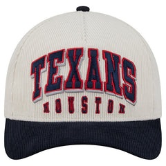 Houston Texans New Era Two-Tone Sided Corduroy 9FORTY A-Frame Adjustable Hat Cream/Navy - NFL