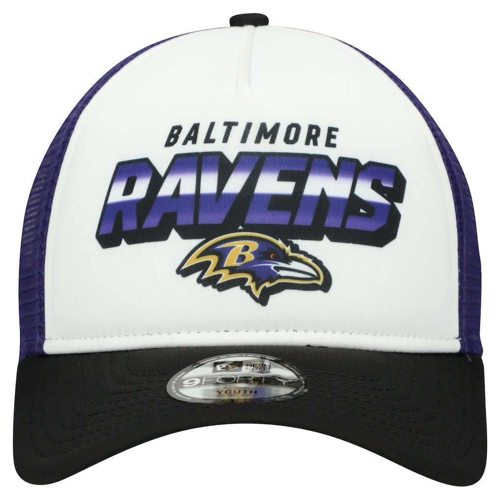 Baltimore Ravens New Era Youth Streak 9FORTY A-Frame Adjustable Hat White/Black - NFL