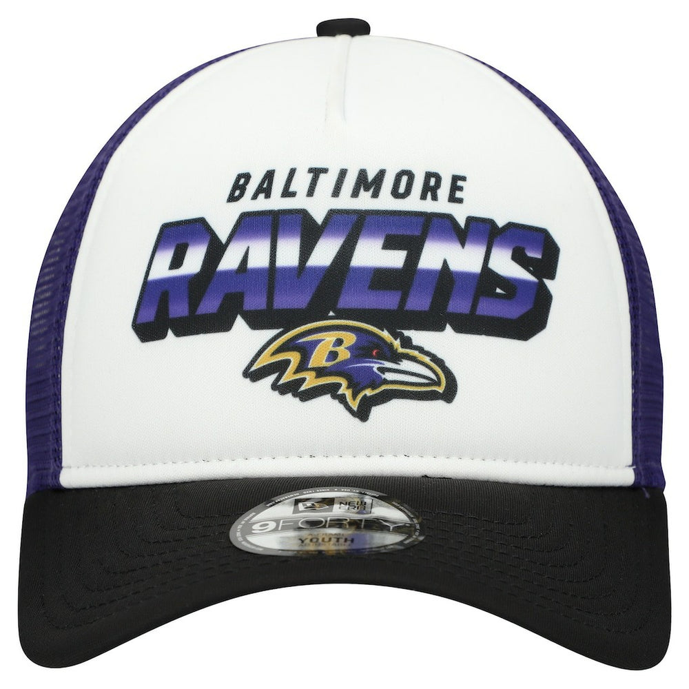 Baltimore Ravens New Era Youth Streak 9FORTY A-Frame Adjustable Hat White/Black - NFL