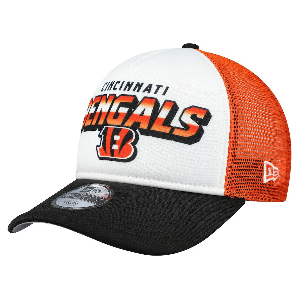 Cincinnati Bengals New Era Youth Streak 9FORTY A-Frame Adjustable Hat White/Black - NFL