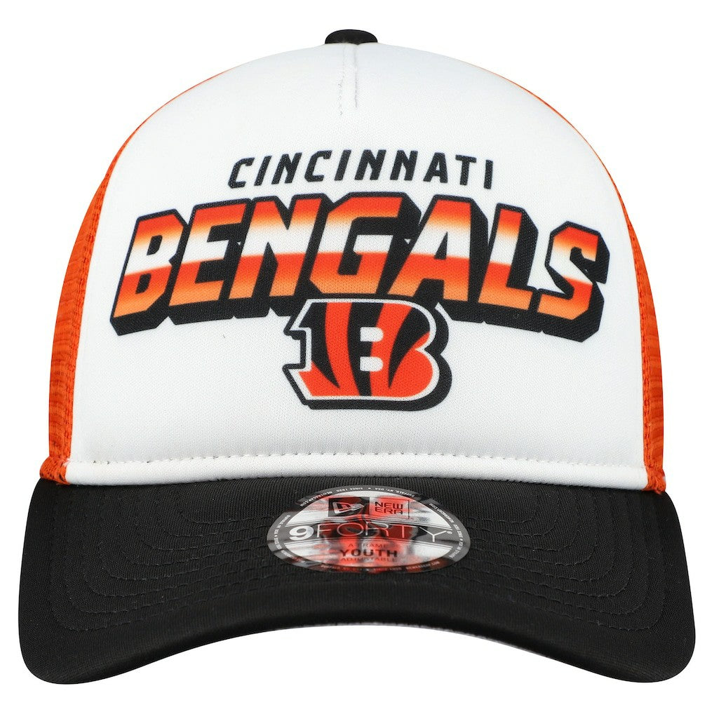 Cincinnati Bengals New Era Youth Streak 9FORTY A-Frame Adjustable Hat White/Black - NFL