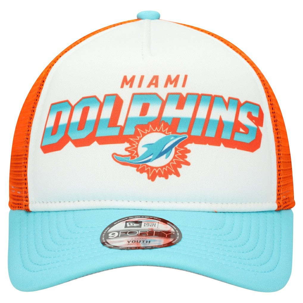 Miami Dolphins New Era Youth Streak 9FORTY A-Frame Adjustable Hat White/Aqua - NFL