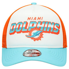 Miami Dolphins New Era Youth Streak 9FORTY A-Frame Adjustable Hat White/Aqua - NFL