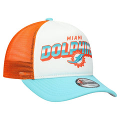Miami Dolphins New Era Youth Streak 9FORTY A-Frame Adjustable Hat White/Aqua - NFL